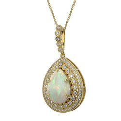 10.77 ctw Certified Opal & Diamond Victorian Necklace 14K Yellow Gold - REF-313W3H