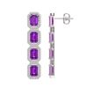 Image 2 : 10.73 ctw Amethyst & Diamond Micro Pave Halo Earrings 10k White Gold - REF-147M3G