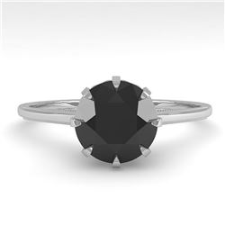 1.50 ctw Black Certified Diamond Engagment Ring 18k White Gold - REF-66K2Y