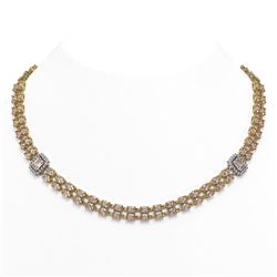 35.75 ctw Morganite & Diamond Necklace 14K Yellow Gold - REF-527N3F