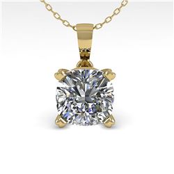 0.50 ctw VS/SI Cushion Diamond Designer Necklace 18k Yellow Gold - REF-70G2W