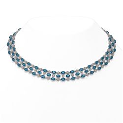 38.99 ctw London Topaz & Diamond Necklace 10K White Gold - REF-427W3H