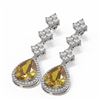 Image 3 : 8.22 ctw Canary Citrine & Diamond Earrings 18K White Gold - REF-209N3F