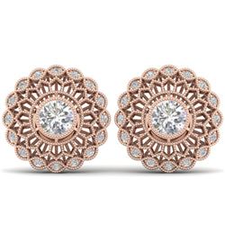 1.5 ctw Certified VS/SI Diamond Art Deco Stud Earrings 14k Rose Gold - REF-254F5M