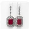 Image 1 : 23.79 ctw Certified Ruby & Diamond Victorian Earrings 14K White Gold - REF-481Y6X