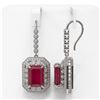 Image 2 : 23.79 ctw Certified Ruby & Diamond Victorian Earrings 14K White Gold - REF-481Y6X