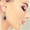 Image 3 : 23.79 ctw Certified Ruby & Diamond Victorian Earrings 14K White Gold - REF-481Y6X