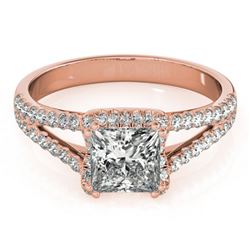 2.05 ctw Certified VS/SI Princess Diamond Halo Ring 18k Rose Gold - REF-531G8W