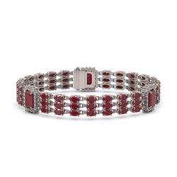 29.64 ctw Ruby & Diamond Bracelet 14K White Gold - REF-418H2R