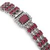 Image 3 : 29.64 ctw Ruby & Diamond Bracelet 14K White Gold - REF-418H2R