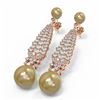 Image 3 : 3.2 ctw Diamond & Pearl Earrings 18K Rose Gold - REF-267M5G