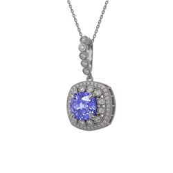 7.19 ctw Tanzanite & Diamond Victorian Necklace 14K White Gold - REF-290R9K