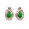 Image 1 : 7.74 ctw Jade & Diamond Victorian Earrings 14K Rose Gold - REF-218K2Y