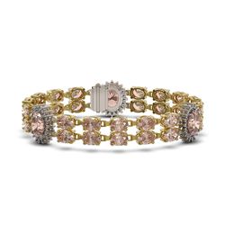 30.62 ctw Morganite & Diamond Bracelet 14K Yellow Gold - REF-392R5K