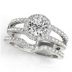 1.51 ctw Certified VS/SI Diamond 2pc Wedding Set Halo 14k White Gold - REF-141F4M