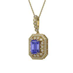 6.05 ctw Tanzanite & Diamond Victorian Necklace 14K Yellow Gold - REF-309K3Y