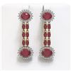 Image 1 : 13.28 ctw Ruby & Diamond Earrings 14K Yellow Gold - REF-236X4A