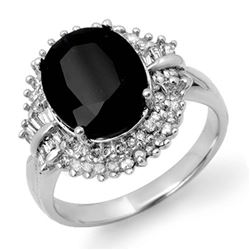 6.29 ctw Blue Sapphire & Diamond Ring 14k White Gold - REF-136W4H