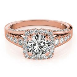 1.5 ctw Certified VS/SI Diamond Halo Ring 18k Rose Gold - REF-187G2W