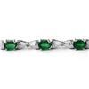 Image 2 : 6.11 ctw Emerald & Diamond Bracelet 14k White Gold - REF-114F5M