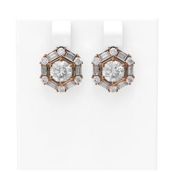 3.74 ctw Diamond Earrings 18K Rose Gold - REF-789H3R