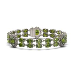 30.69 ctw Tourmaline & Diamond Bracelet 14K White Gold - REF-286R5K