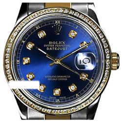 Rolex Ladies Two Tone 14K Gold/SS, Diamond Dial & Diamond Bezel, Sapphire Crystal - REF-446M6F