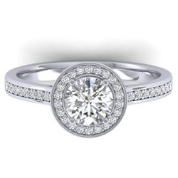 1.1 ctw Certified VS/SI Diamond Micro Halo Ring 14k White Gold - REF-188G5W