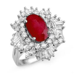 4.70 ctw Ruby & Diamond Ring 18k White Gold - REF-184W8H