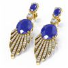 Image 3 : 10.09 ctw Sapphire & Diamond Earrings 18K Yellow Gold - REF-343A6N