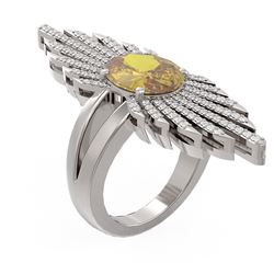 4.57 ctw Canary Citrine & Diamond Ring 18K White Gold - REF-263Y6X
