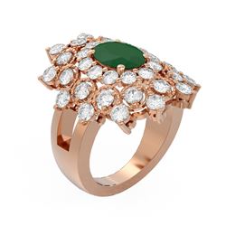 6.12 ctw Emerald & Diamond Ring 18K Rose Gold - REF-285A6N