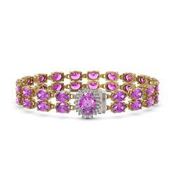 24.82 ctw Amethyst & Diamond Bracelet 14K Yellow Gold - REF-218Y2X