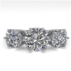 2.0 ctw Past Present Future VS/SI Cushion Diamond Ring 18k White Gold - REF-435M2G