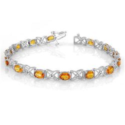 10.15 ctw Yellow Sapphire & Diamond Bracelet 18k White Gold - REF-163N6F