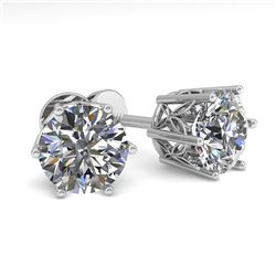 2.0 ctw Certified VS/SI Diamond Stud Earrings 18k White Gold - REF-539R4K