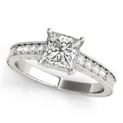 1.2 ctw Certified VS/SI Princess Diamond Antique Ring 18k White Gold - REF-316X8A