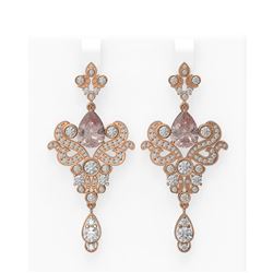 10.1 ctw Morganite & Diamond Earrings 18K Rose Gold - REF-707N3F