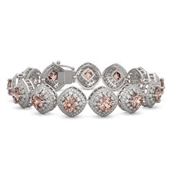 31.35 ctw Morganite & Diamond Victorian Bracelet 14K White Gold - REF-1063M3G