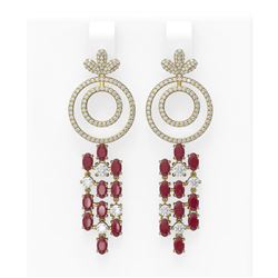 11.72 ctw Ruby & Diamond Earrings 18K Yellow Gold - REF-525F5M