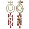 Image 2 : 11.72 ctw Ruby & Diamond Earrings 18K Yellow Gold - REF-525F5M