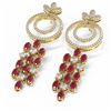 Image 3 : 11.72 ctw Ruby & Diamond Earrings 18K Yellow Gold - REF-525F5M