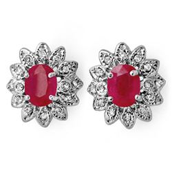 3.80 ctw Pink Sapphire & Diamond Earrings 14k White Gold - REF-90R9K