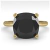 Image 1 : 6.0 ctw Cushion Black Diamond Engagment Designer Ring 18k Yellow Gold - REF-133M8G