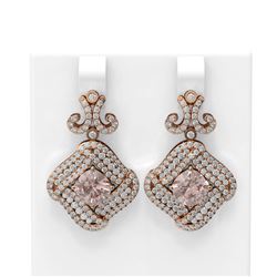 6.71 ctw Morganite & Diamond Earrings 18K Rose Gold - REF-320H8R