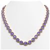 Image 1 : 40.53 ctw Tanzanite & Diamond Micro Pave Halo Necklace 10k Rose Gold - REF-845A8N