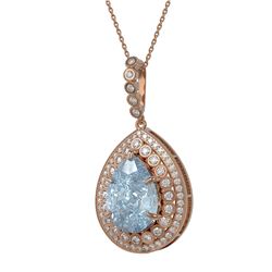 17.62 ctw Sky Topaz & Diamond Victorian Necklace 14K Rose Gold - REF-231M3G
