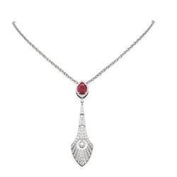 4.77 ctw Ruby & Diamond Necklace 18K White Gold - REF-283H6R