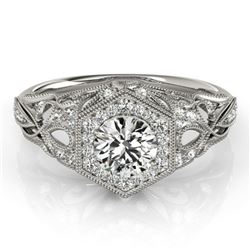 0.9 ctw Certified VS/SI Diamond Halo Ring 18k White Gold - REF-109N3F