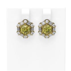3.74 ctw Fancy Yellow Diamond Earrings 18K Yellow Gold - REF-504Y2X